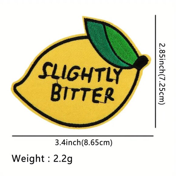 Slightly Bitter Embroidered Iron On Patch Lemon Funny Sassy Crafts - Picture 6 of 6
